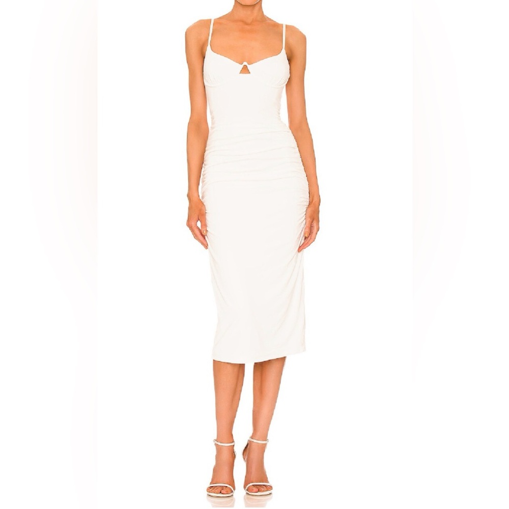 Jonathan Simkhai Ivory Midi Slip Dress with Keyhole